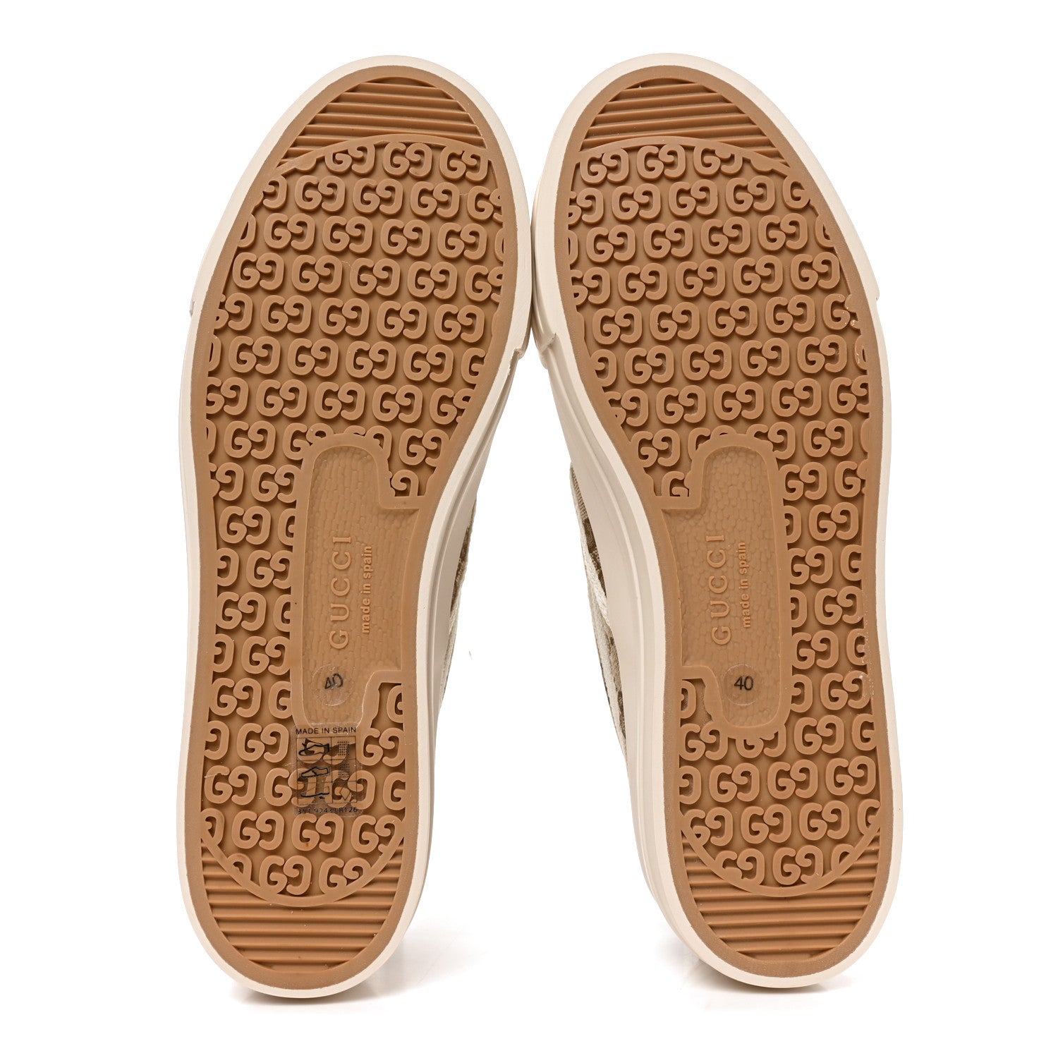 Gucci GG Monogram Womens Slip Sneakers 40 Beige Ebony Mystic White 6 of 9
