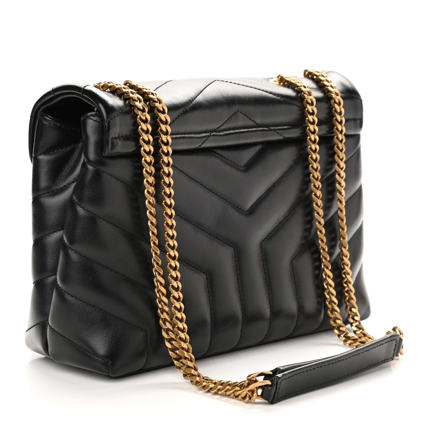 Saint Laurent Calfskin Y Quilted Monogram Small Loulou Chain Satchel Black 3 of 10