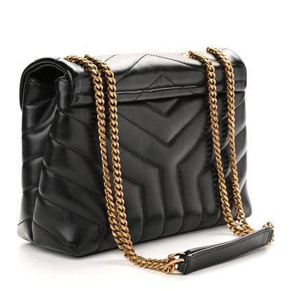 Saint Laurent Calfskin Y Quilted Monogram Small Loulou Chain Satchel Black 3 of 10