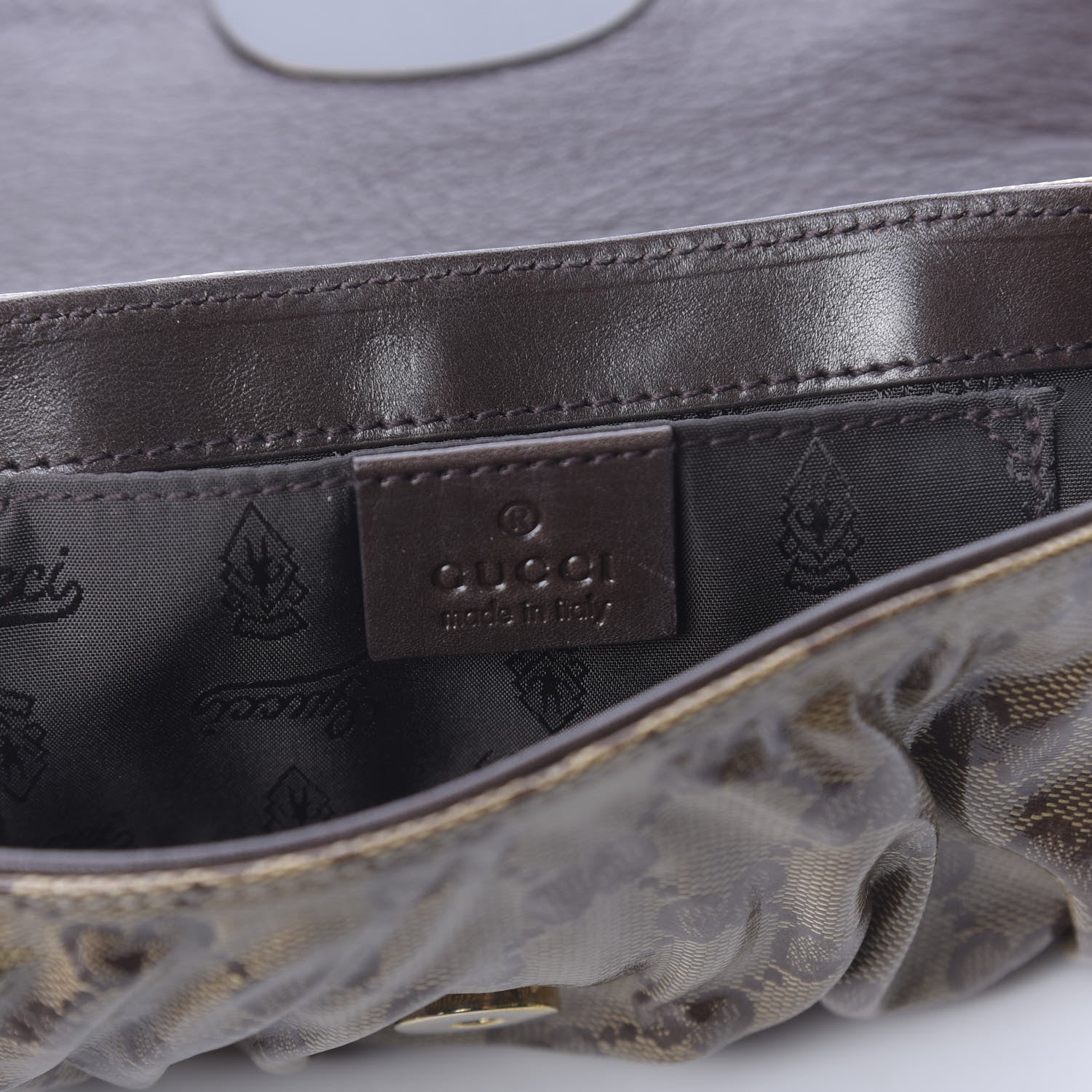 Gucci Crystal Monogram Babouska Clutch Dark Brown 8 of 10