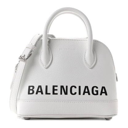Balenciaga Grained Calfskin XXS Ville Top Handle Bag White Black 1 of 10