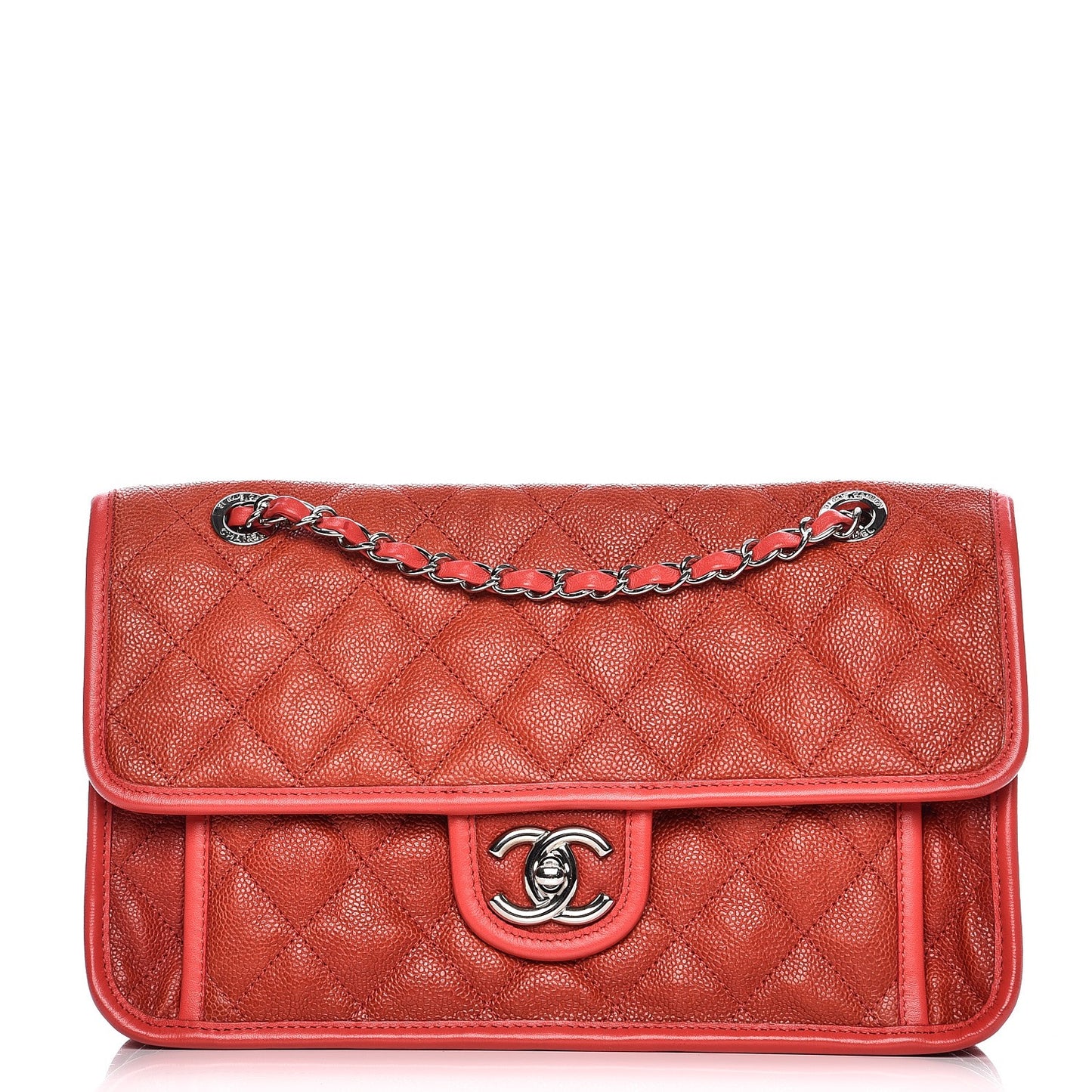 Caviar Quilted Medium French Riviera Flap Red