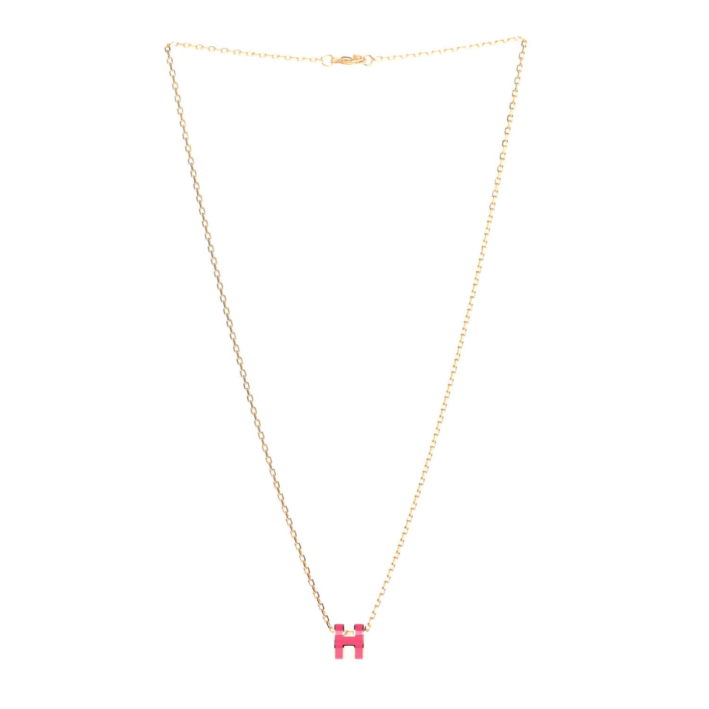 Lacquered Gold Mini Pop H Pendant Necklace Rose Extreme