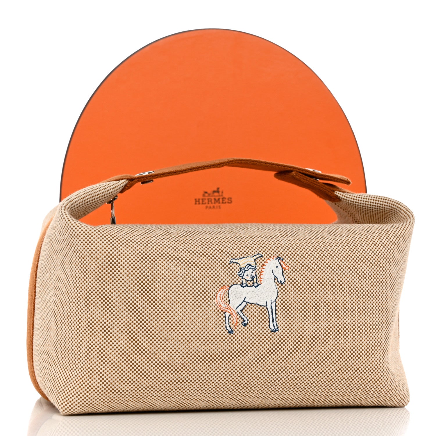 Hermes Canvas Large Bride-A-Brac Cabriole Case Biscuit 9 of 9