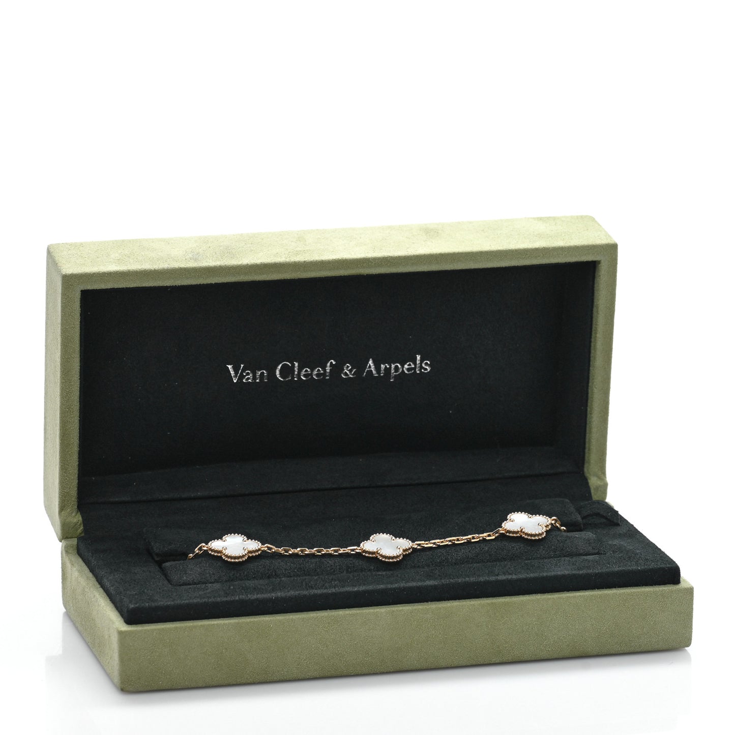 18K Yellow Gold Mother of Pearl 5 Motifs Vintage Alhambra Bracelet