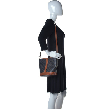Celine Triomphe Canvas Calfskin Small Bucket Bag Tan 2 of 9