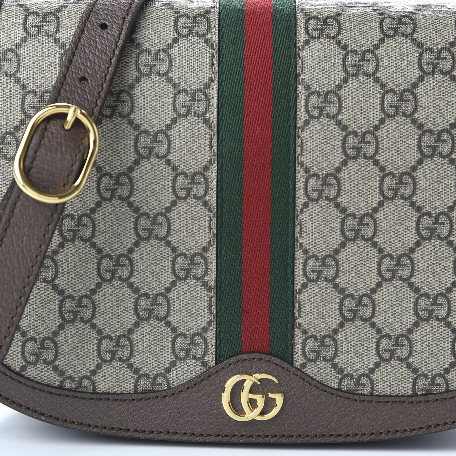 Gucci GG Supreme Monogram Web Small Ophidia Flap Messenger Bag Brown 10 of 10
