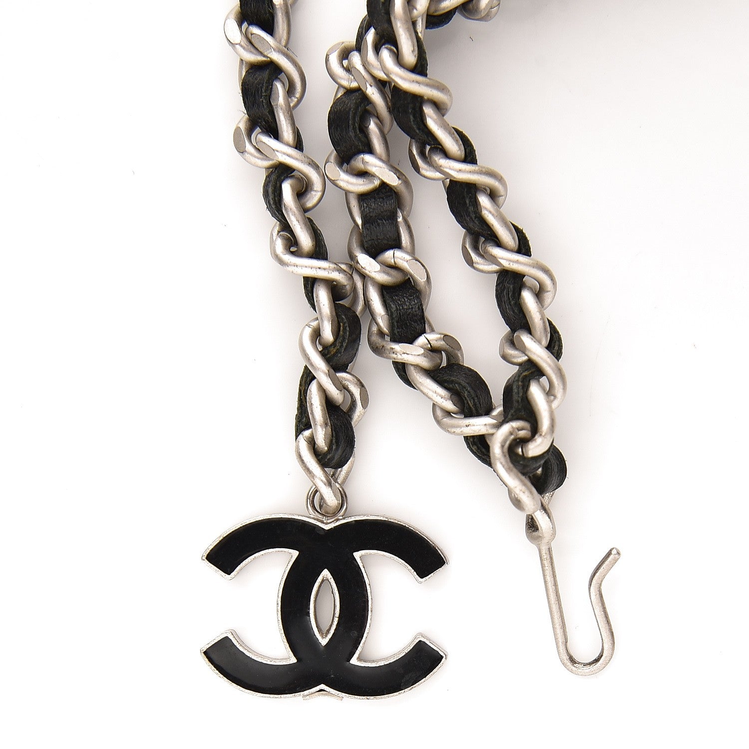 Chanel Lambskin Enamel CC Chain Belt Black Silver 3 of 4