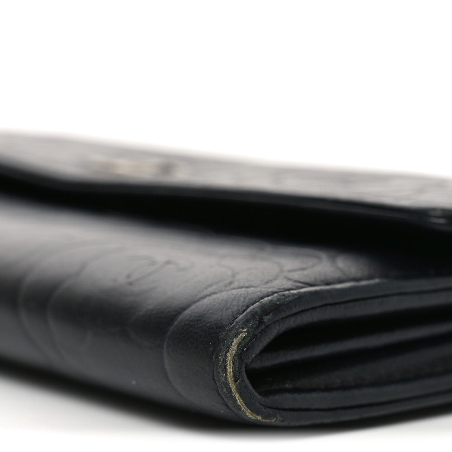 Chanel Lambskin Embossed Camellia Large Gusset Flap Wallet Black 10 of 10