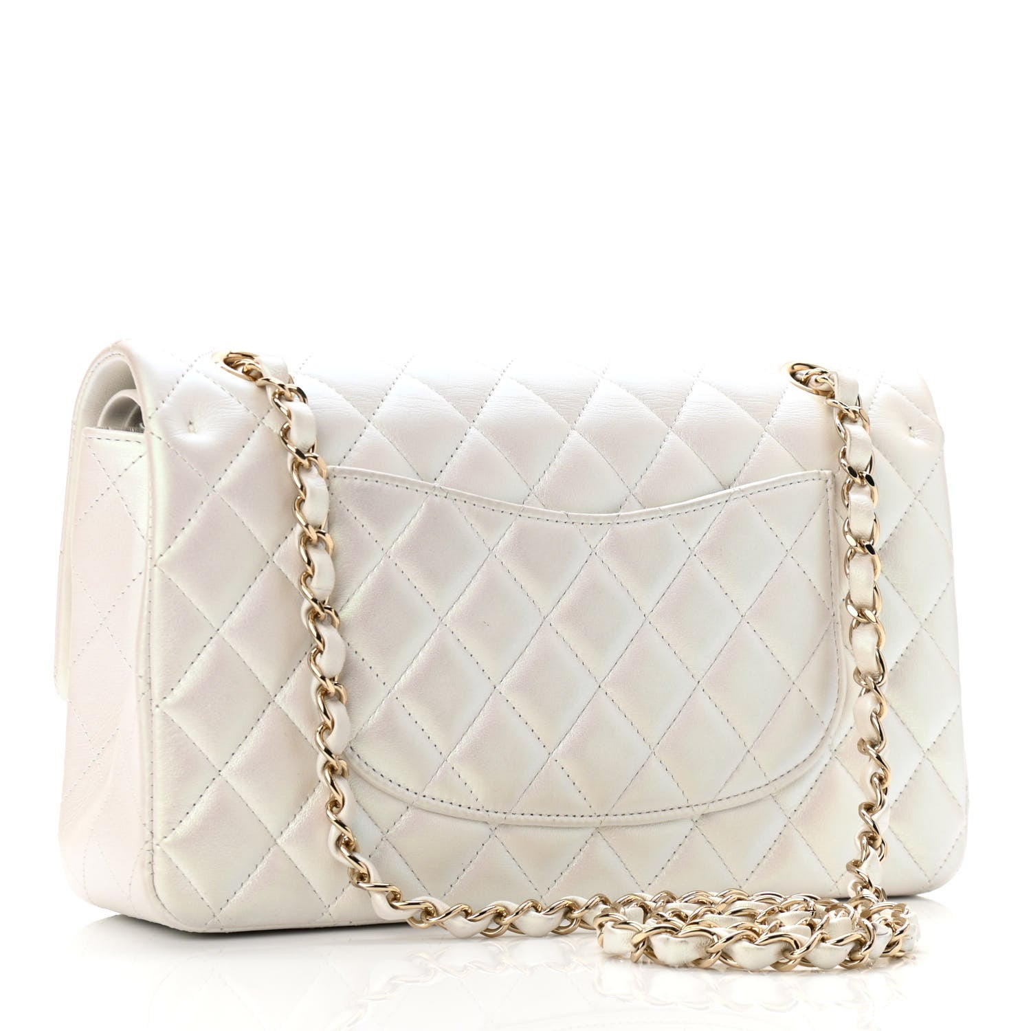 Chanel Iridescent Calfskin Quilted Medium Double Flap White 3 of 11