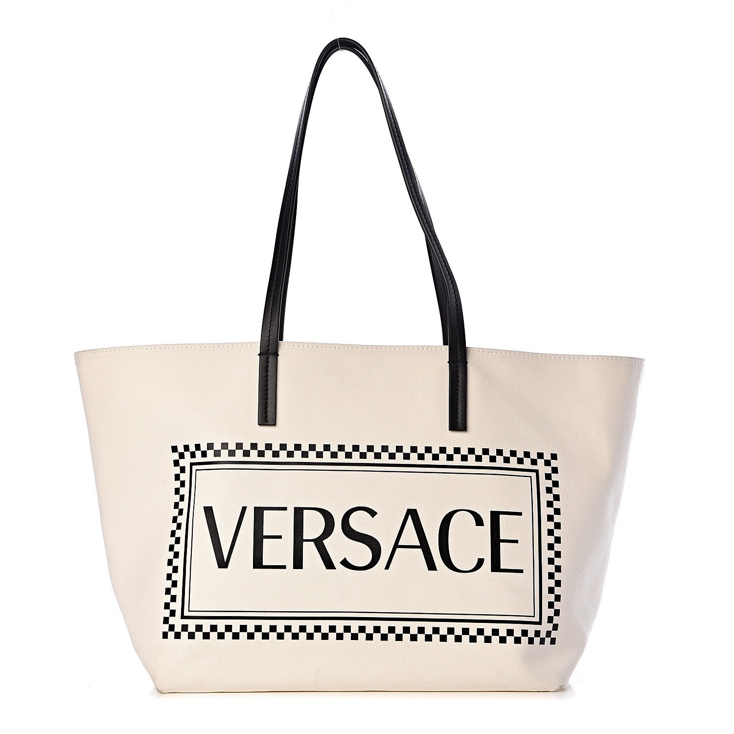 Versace Canvas Logo Tote Black White 1 of 11