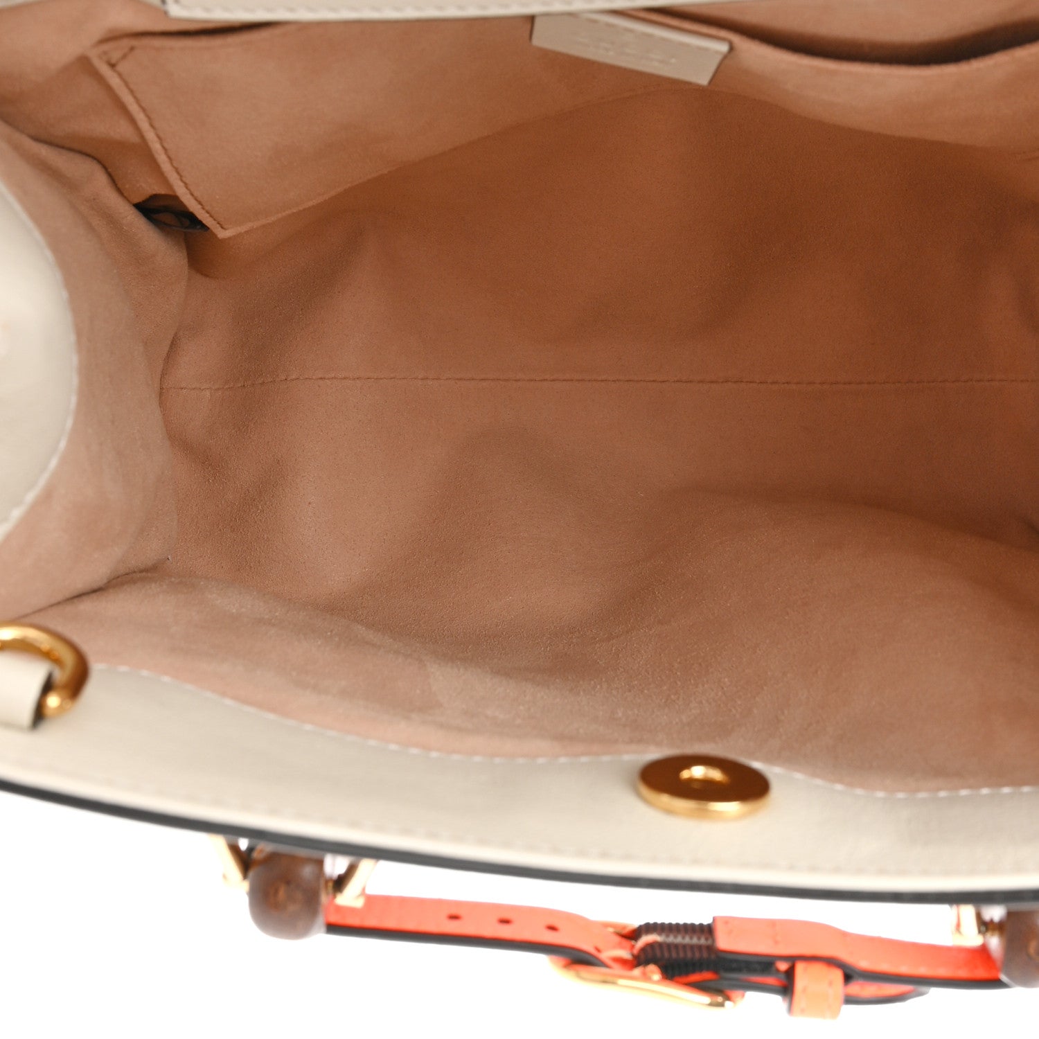 Gucci Wonka Grain Calfskin Small Diana Tote Bag Mystic White Orange Fluo 5 of 12