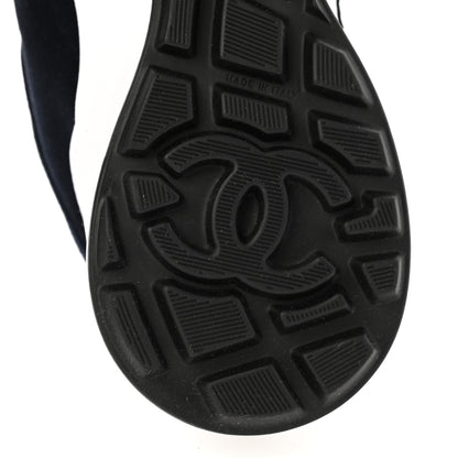 Chanel Suede Perforated Womens CC Sneakers 35.5 Black White 6 of 9