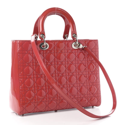 Christian Dior Patent Cannage Large Lady Dior Red 3 of 9