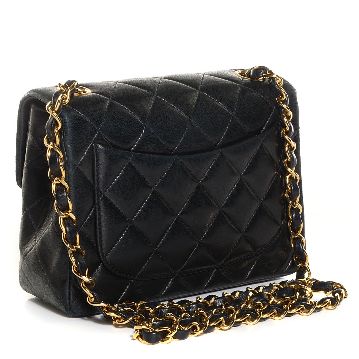Lambskin Quilted Mini Square Flap Black