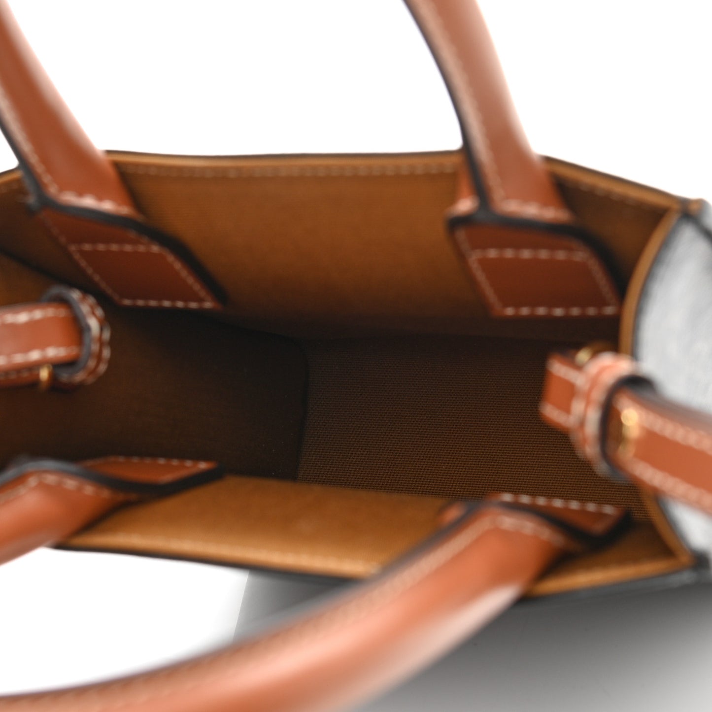 Triomphe Canvas Calfskin Mini Vertical Cabas Tan