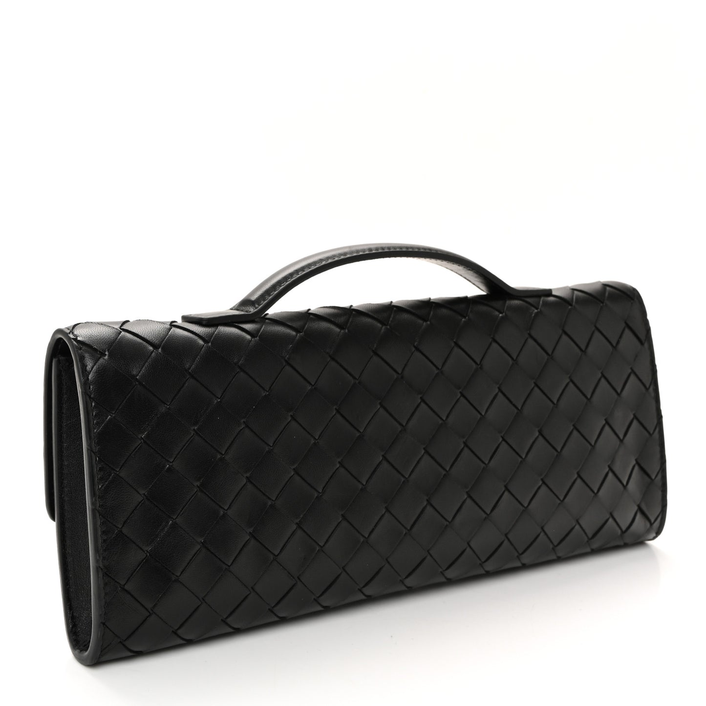 Nappa Intrecciato Long Andiamo Top Handle Clutch Black