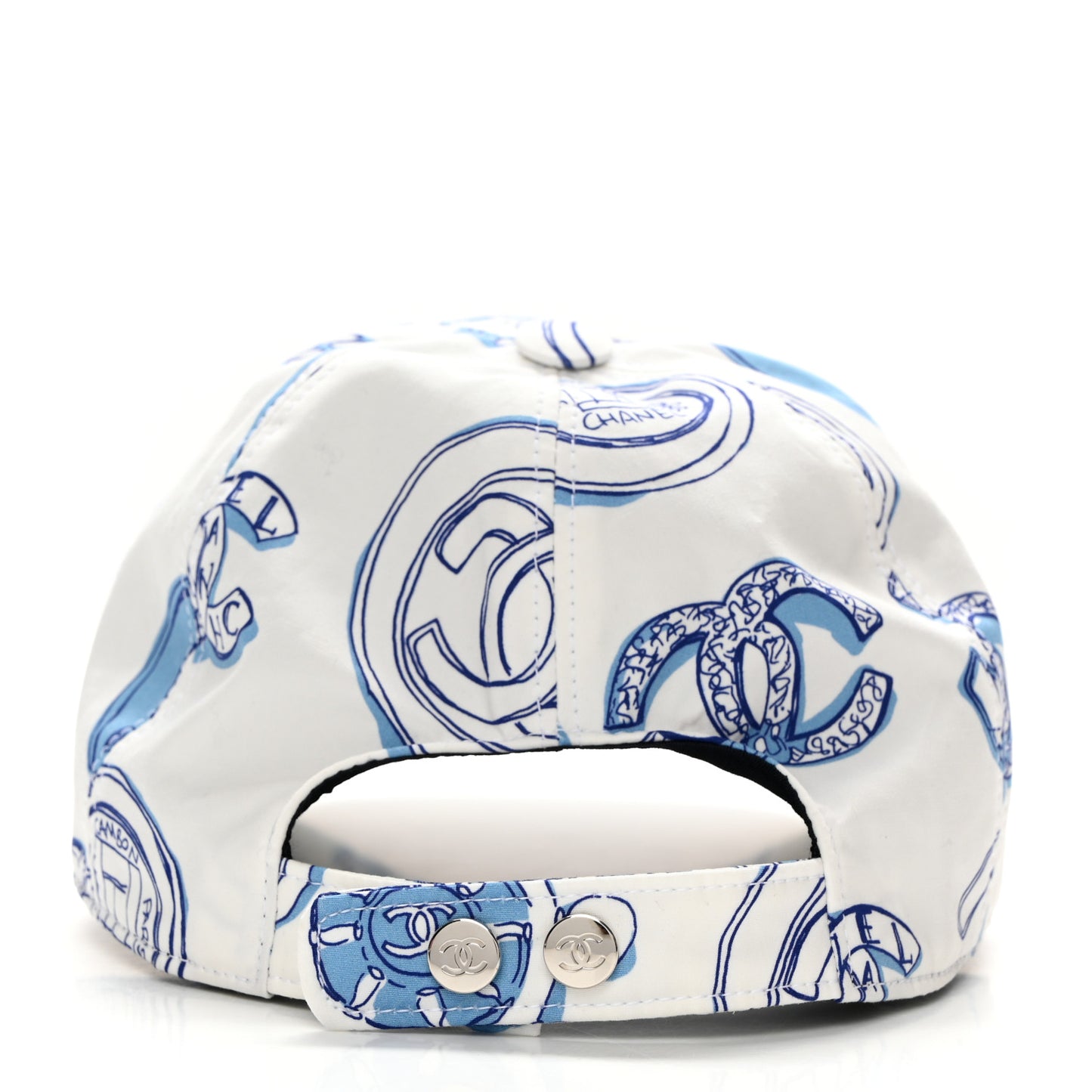 Cotton CC Print Cap Hat White Blue