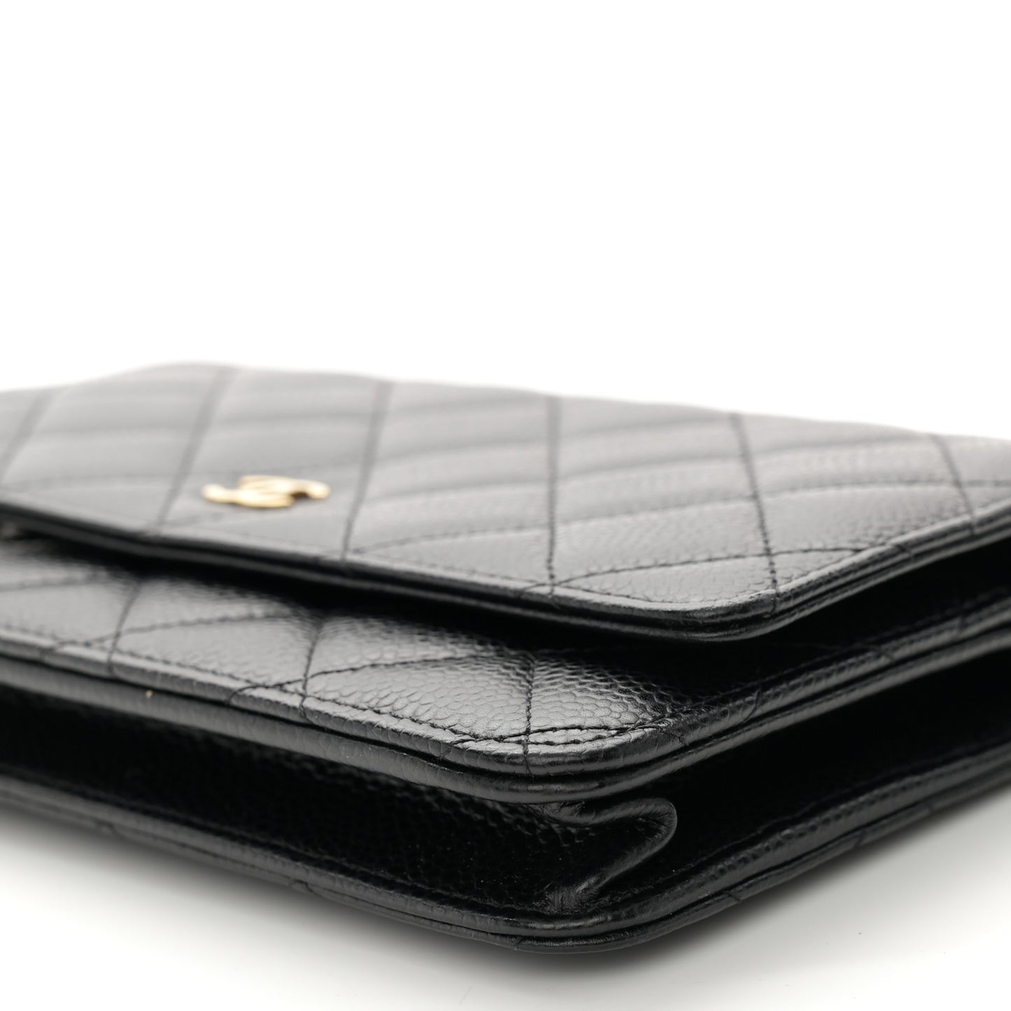 Caviar Quilted Wallet on Chain WOC Black