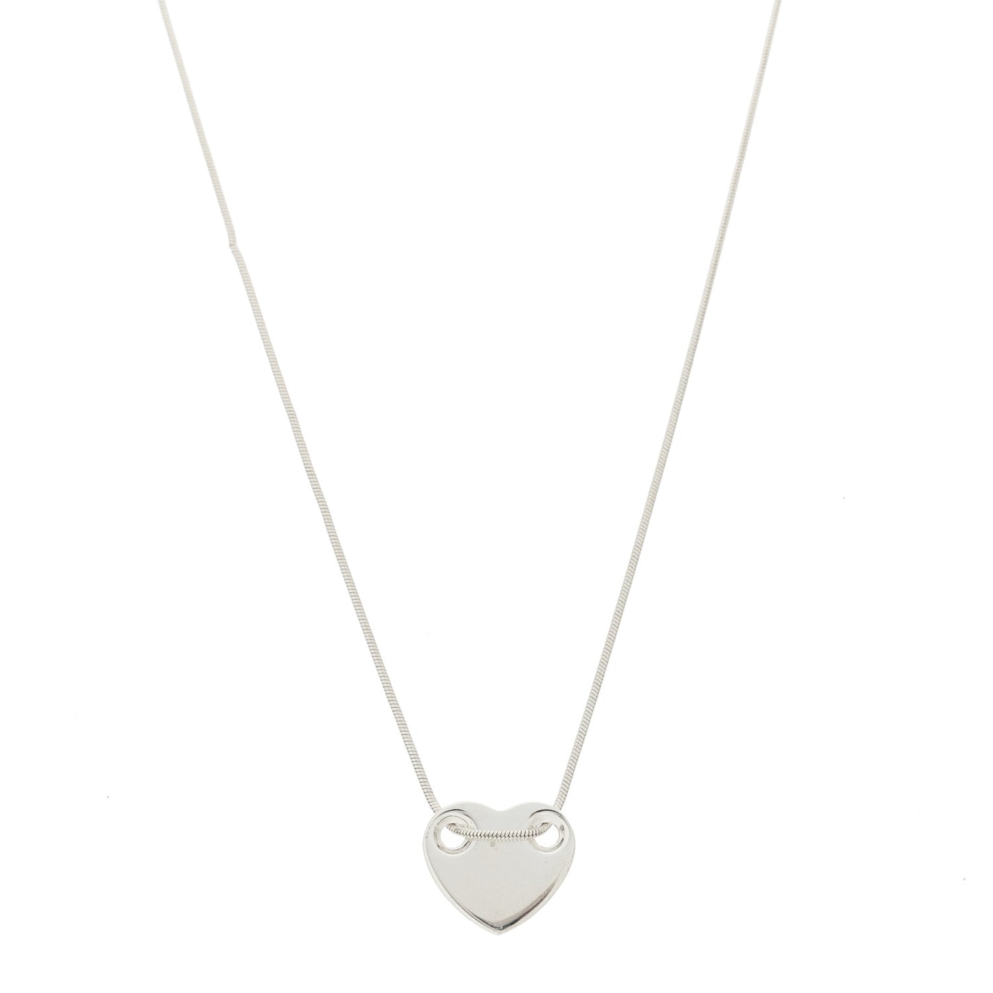 Sterling Silver Flat Heart Pendant Necklace