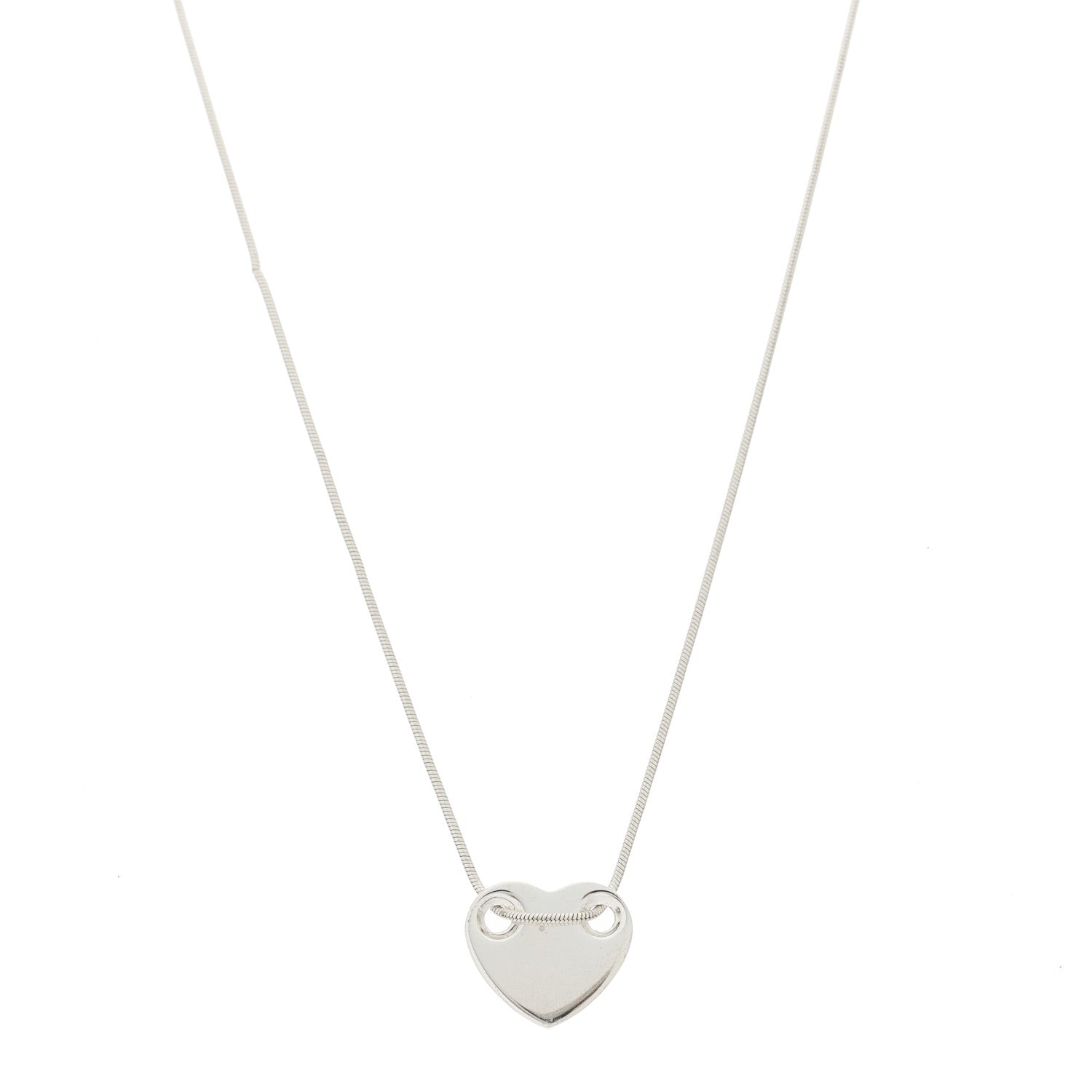 Tiffany Sterling Silver Flat Heart Pendant Necklace 1 of 7