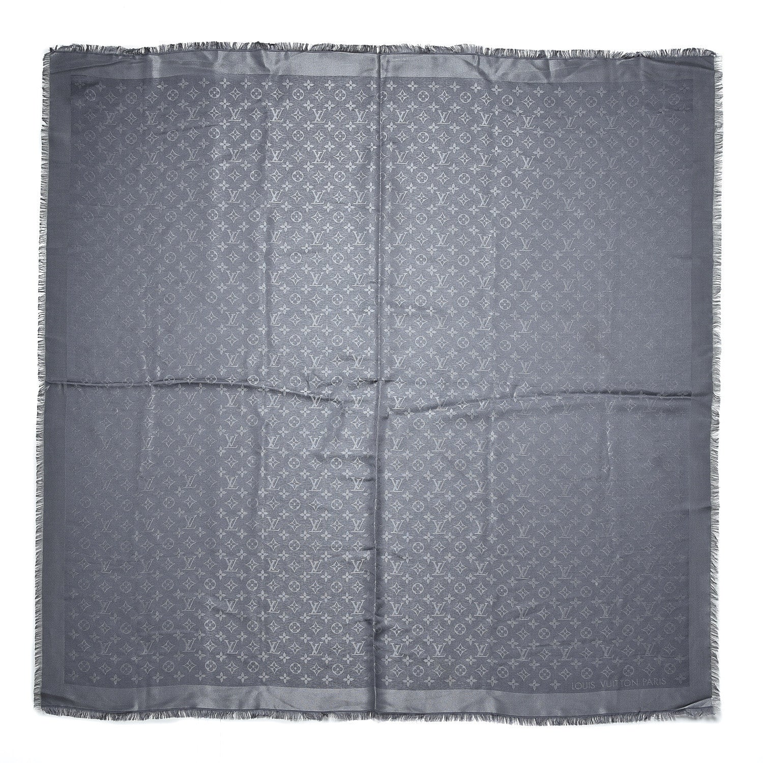 Louis Vuitton Silk Wool Monogram Shawl Charcoal Grey 1 of 4