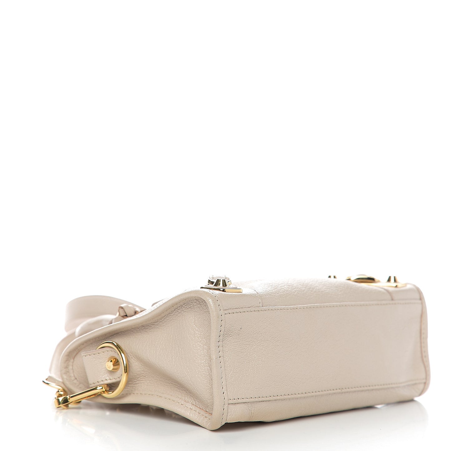 Chevre Gold Metallic Edge Hardware Mini City Beige Praline