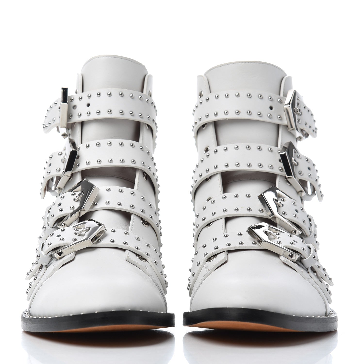 Givenchy Calfskin Studded Prue Buckle Booties 38 White 2 of 11