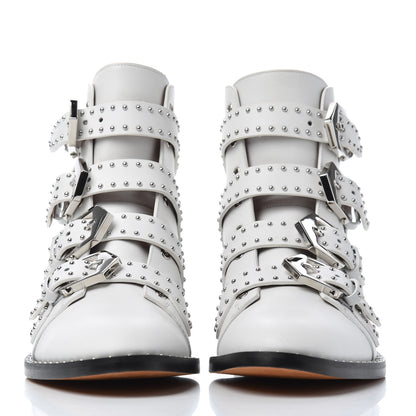 Givenchy Calfskin Studded Prue Buckle Booties 38 White 2 of 11