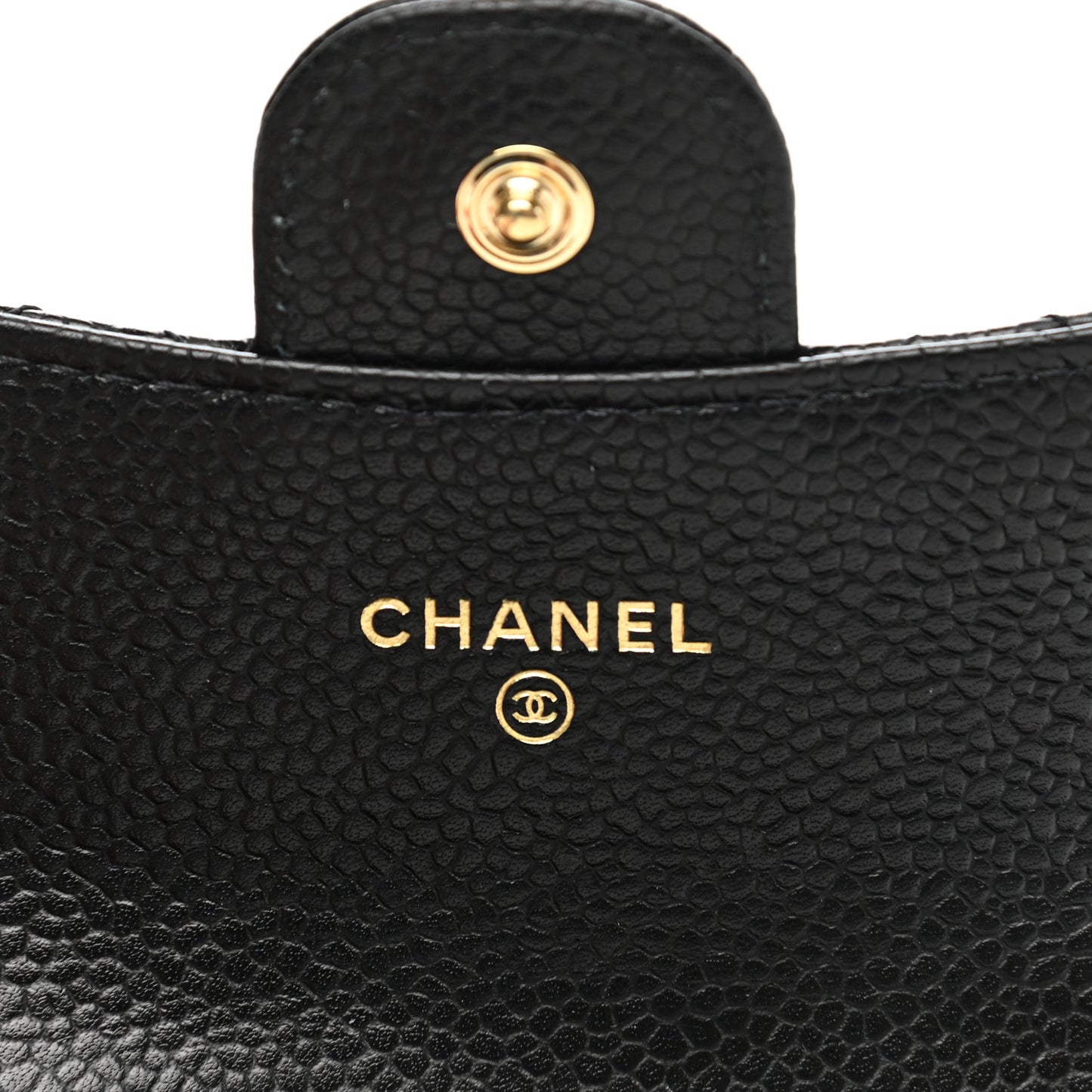 Caviar Quilted Flap Card Holder Wallet Black