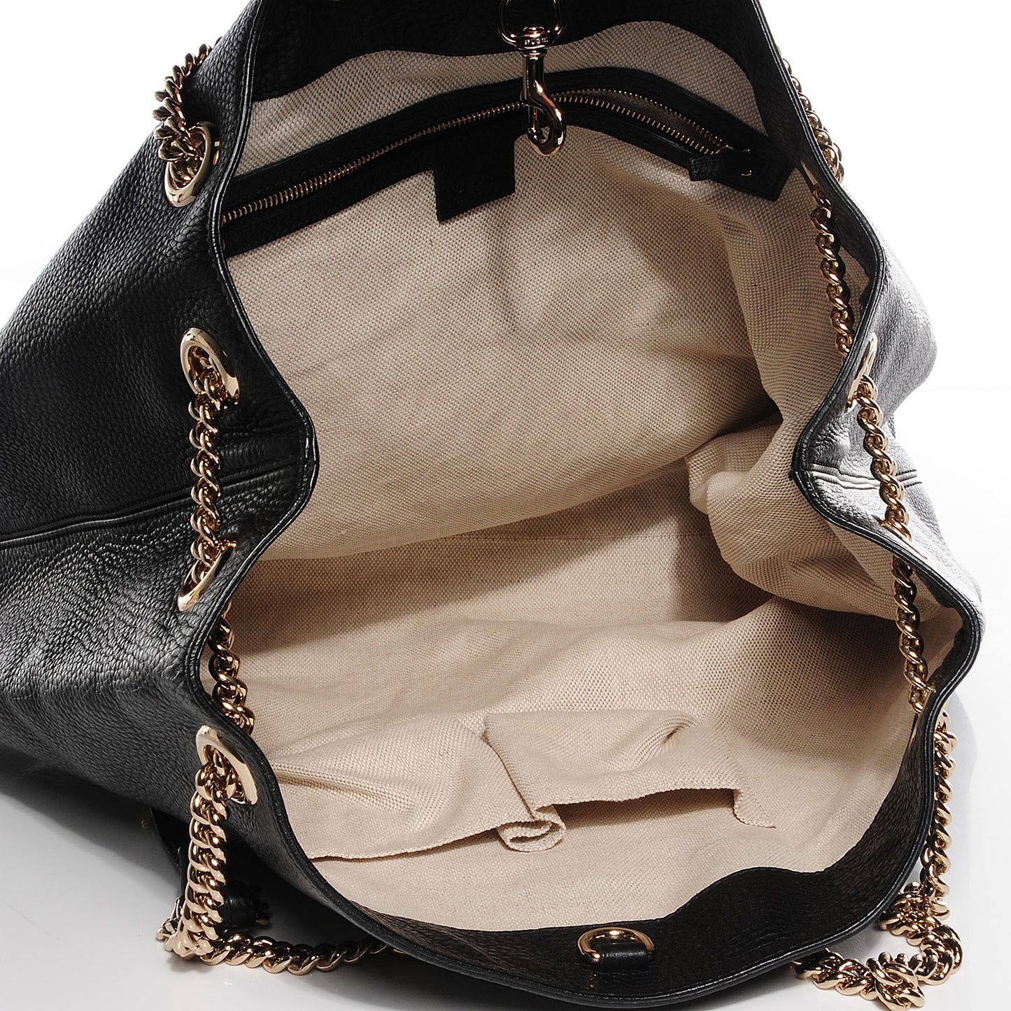 Pebbled Calfskin Large Soho Chain Shoulder Bag Black