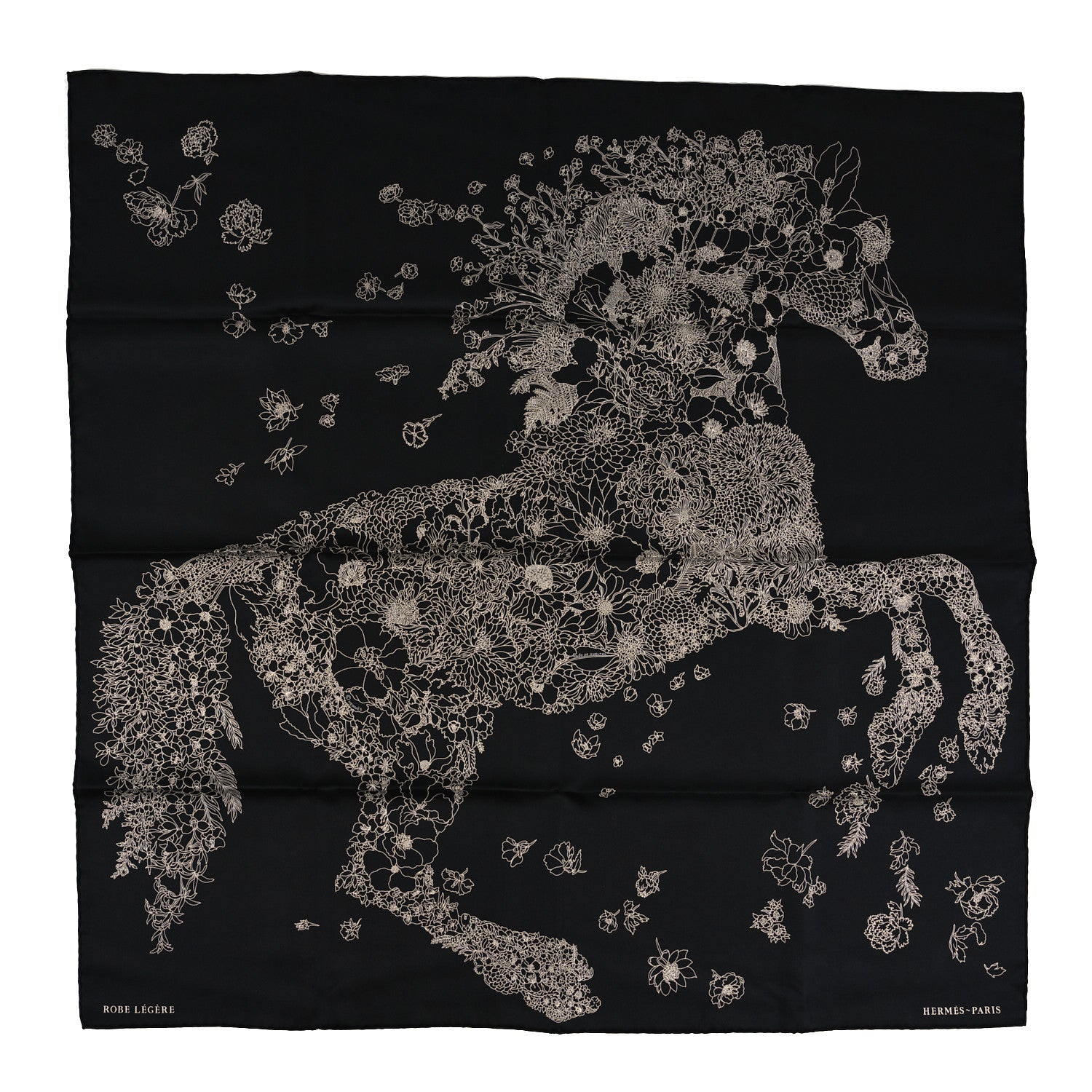 Hermes Silk Robe Legere Scarf 90 Black White 1 of 4