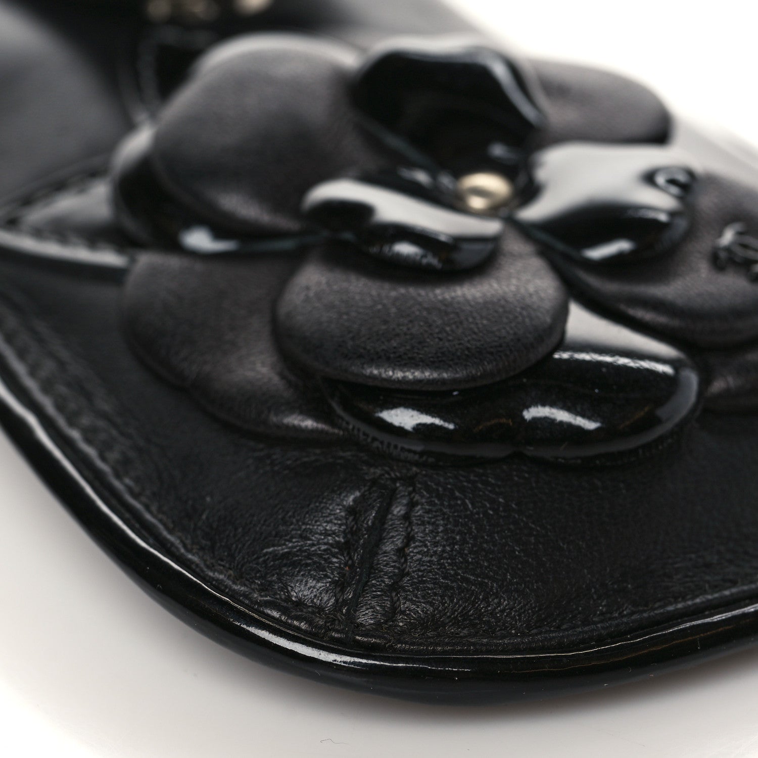 Chanel Lambskin Patent Calfskin Camellia Phone Case Black 6 of 8