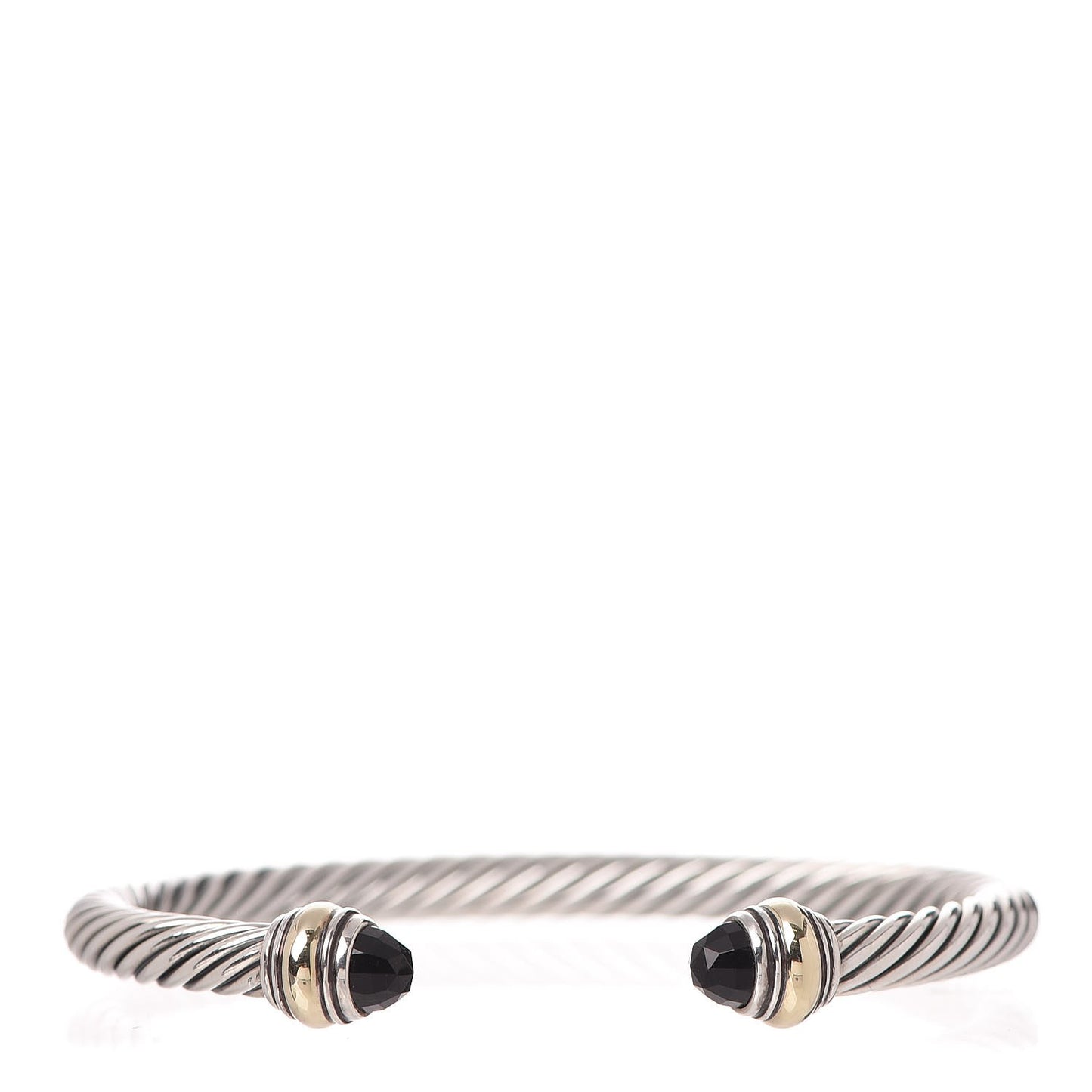 Sterling Silver 14K Yellow Gold Black Onyx 5mm Cable Classics Bracelet