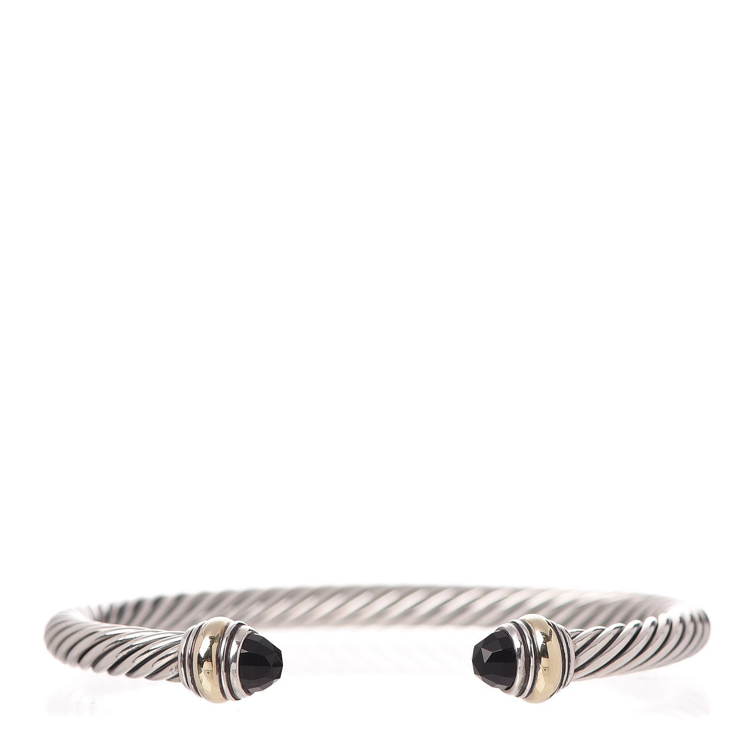 David Yurman Sterling Silver 14K Yellow Gold Black Onyx 5mm Cable Classics Bracelet 1 of 6