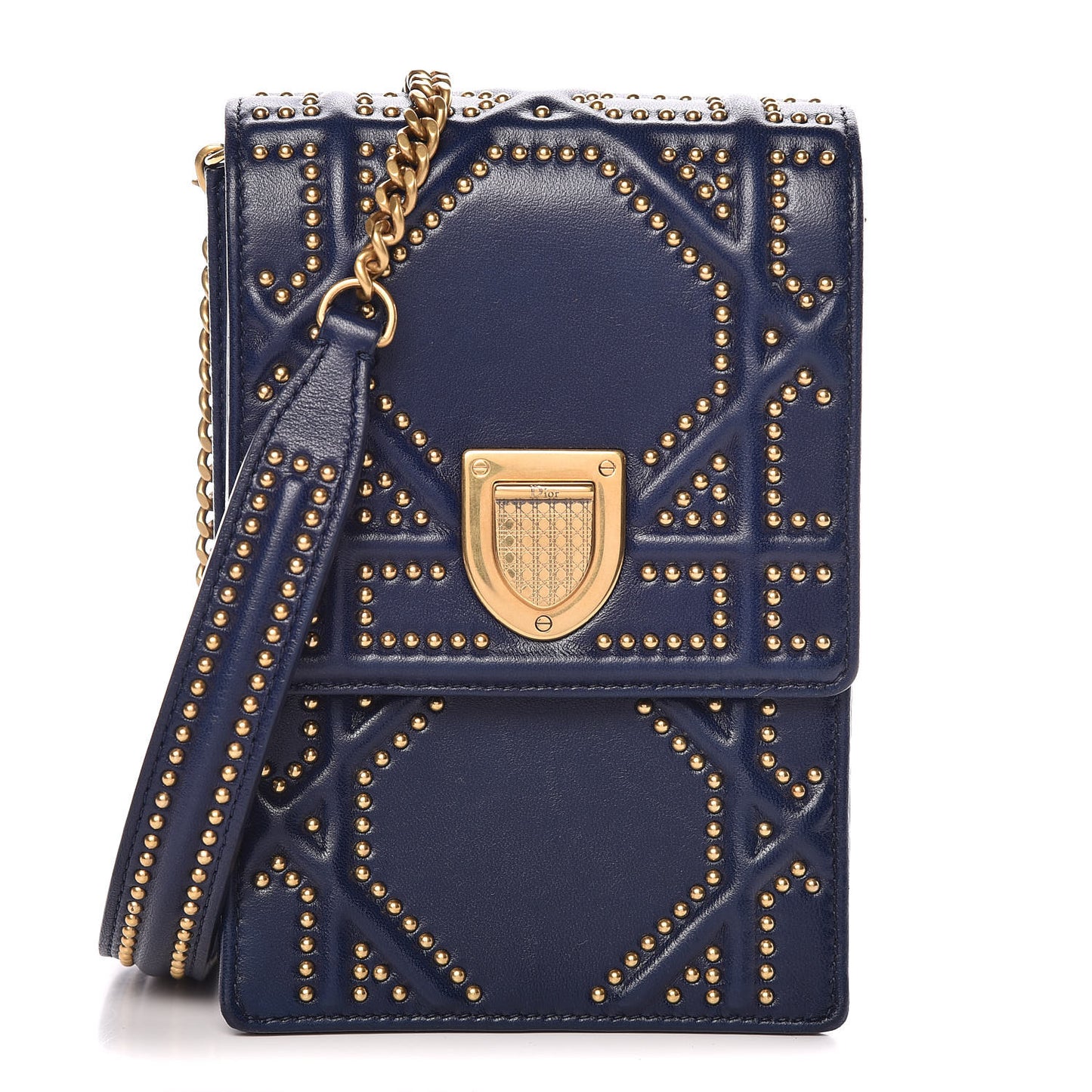 Lambskin Studded Vertical Diorama Indigo
