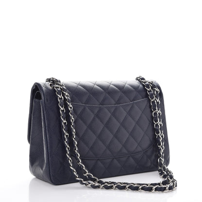 Chanel Caviar Quilted Jumbo Double Flap Navy Blue 4 of 10