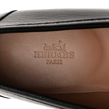 Hermes Goatskin Womens Paris Loafers 39 Black 6 of 8