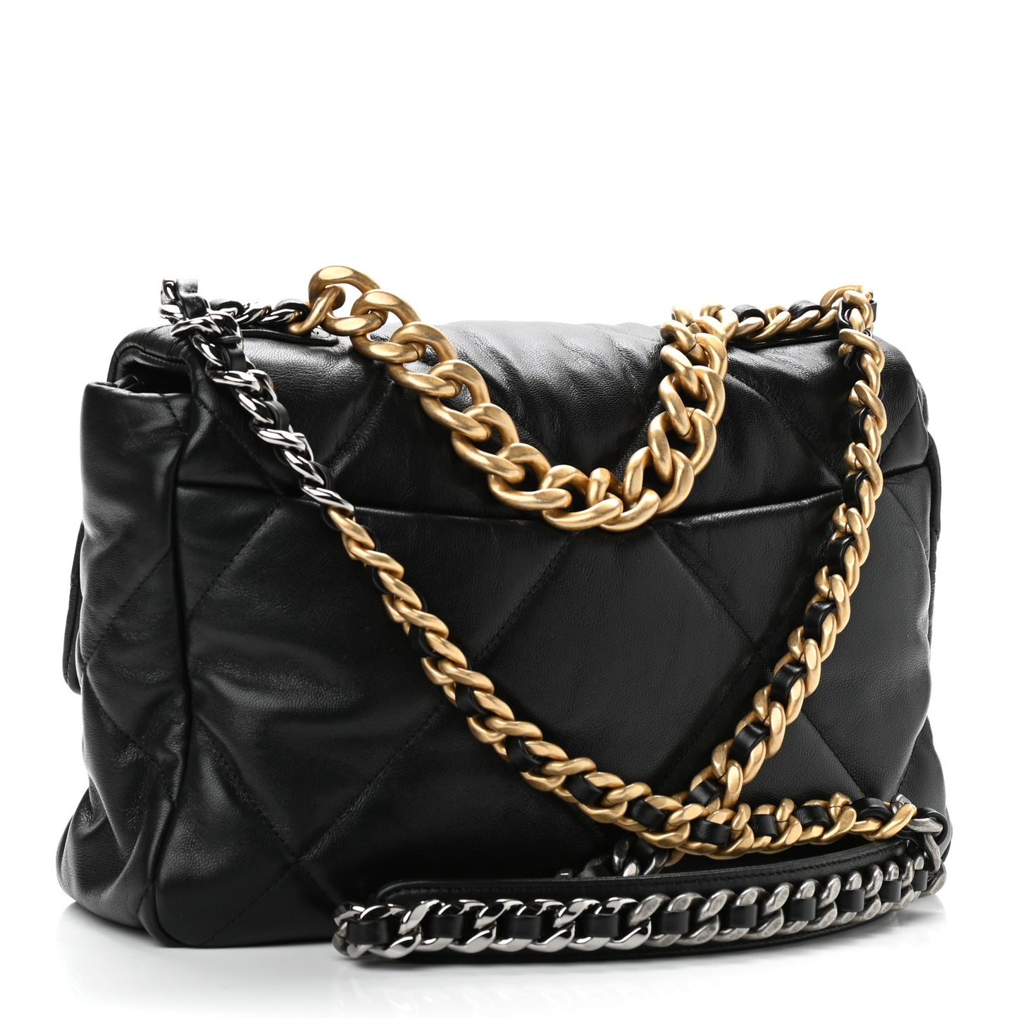 Goatskin Quilted Large Chanel 19 Flap Black