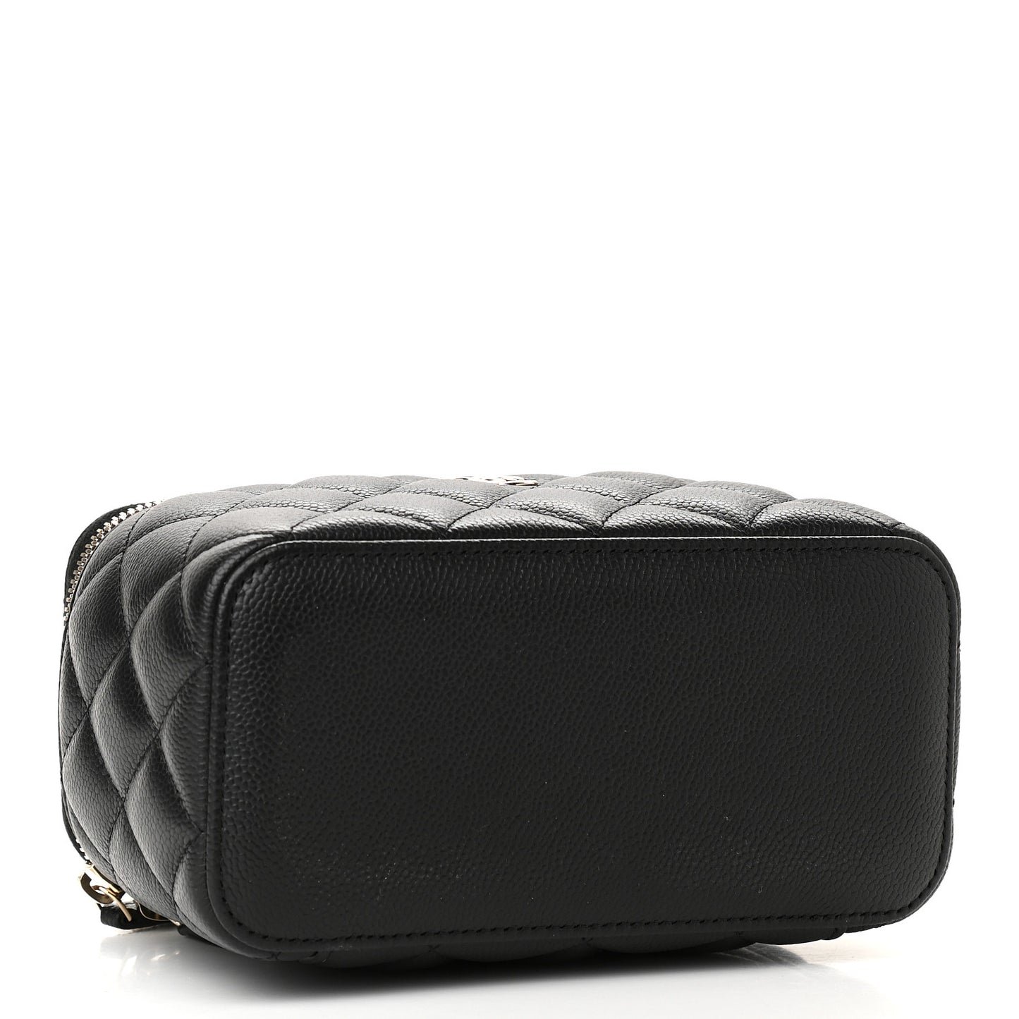 Caviar Quilted Small Vanity Case With Chain Black