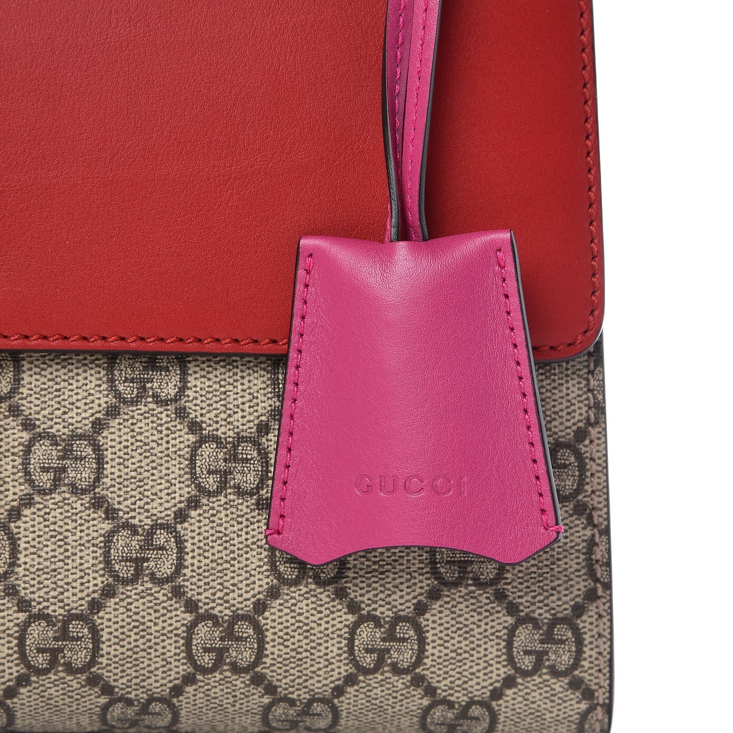 GG Supreme Monogram Calfskin Medium Padlock Shoulder Bag Beige Hibiscus Red New Rosette