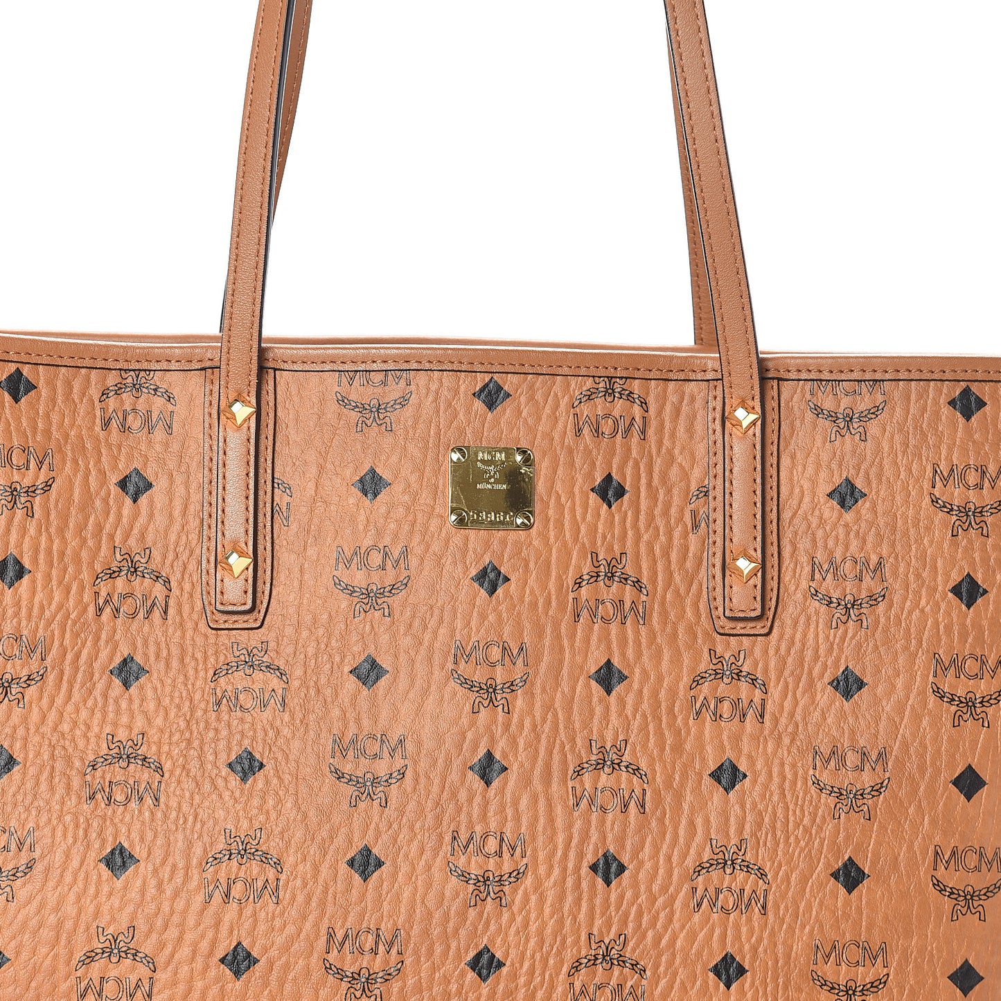 Visetos Medium Anya Top Zip Shopper Tote Cognac