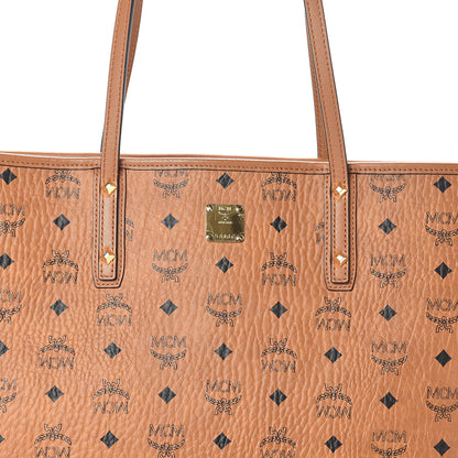 MCM Visetos Medium Anya Top Zip Shopper Tote Cognac 6 of 8