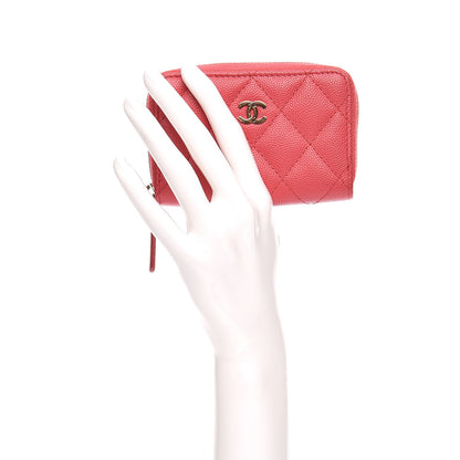 Chanel Caviar Quilted Zip Coin Purse Dark Pink 2 of 8