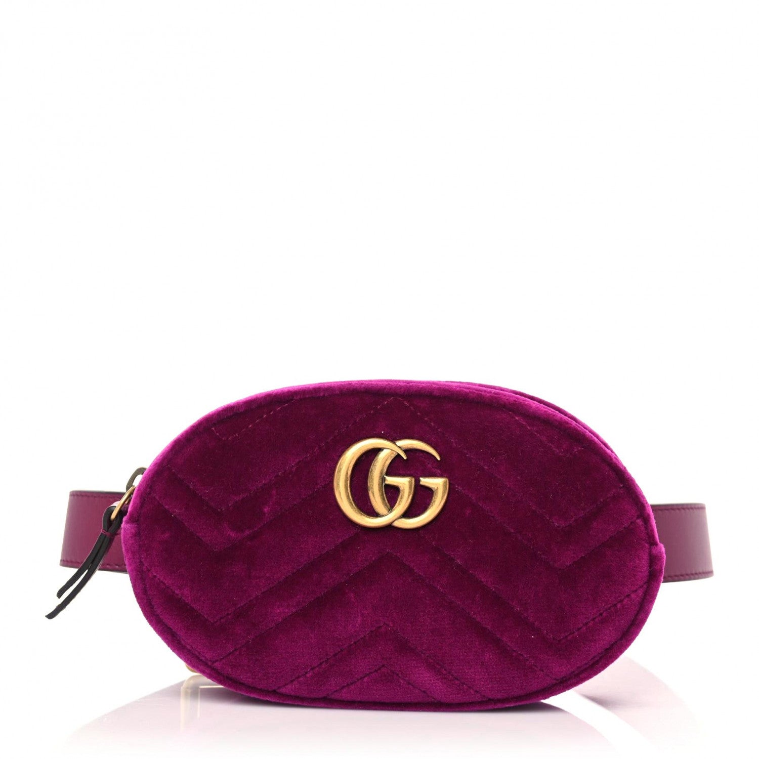 Gucci Velvet Matelasse GG Marmont Belt Bag Fuchsia 85 34 Violet Cyclamen 1 of 12