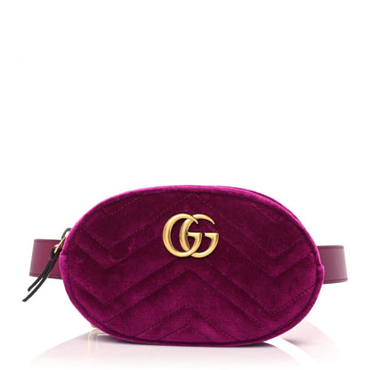 Gucci Velvet Matelasse GG Marmont Belt Bag Fuchsia 85 34 Violet Cyclamen 1 of 12