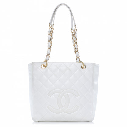 Chanel Caviar Petit Shopping Tote PST White 1 of 7