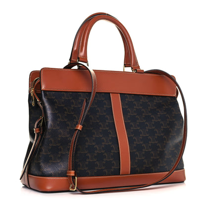 Celine Triomphe Canvas Calfskin Cabas De France Handbag Tan 2 of 9