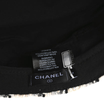 Chanel Cotton Tweed CC Beret S White Black Multicolor 8 of 11