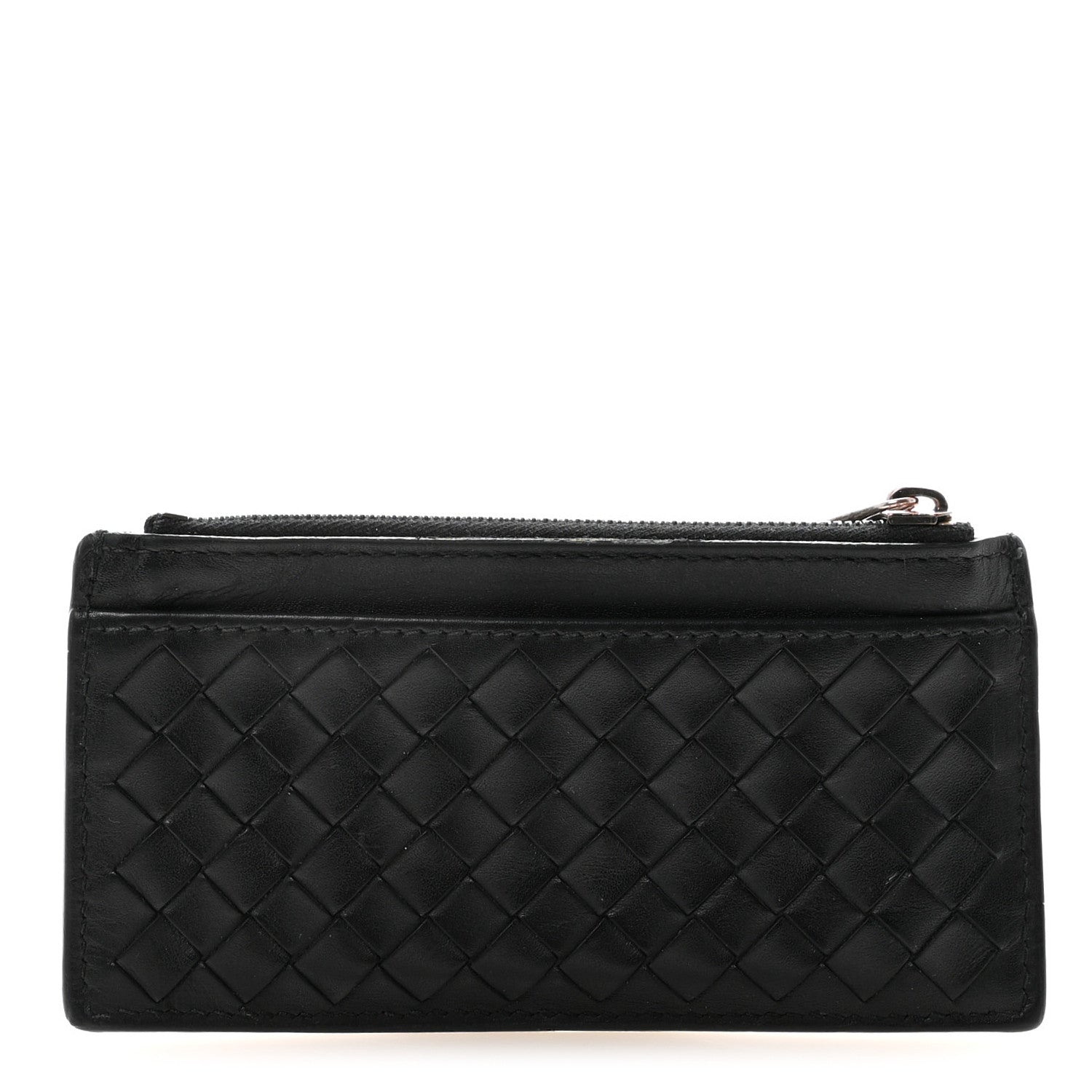Bottega Veneta Calfskin Intrecciato Zip Card Holder Black 1 of 7